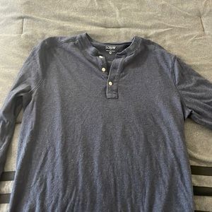 Mens Jcrew Long Sleeve Henley Shirt Large Blue